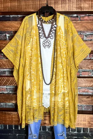 A FABULOUS HEART MUSTARD LACE DUSTER CARDIGAN
