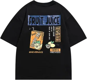 Aelfric Eden Mens Oversized T Shirts Tees Cute Print Crew Neck Cotton Tops Streetwear Casual Shirt