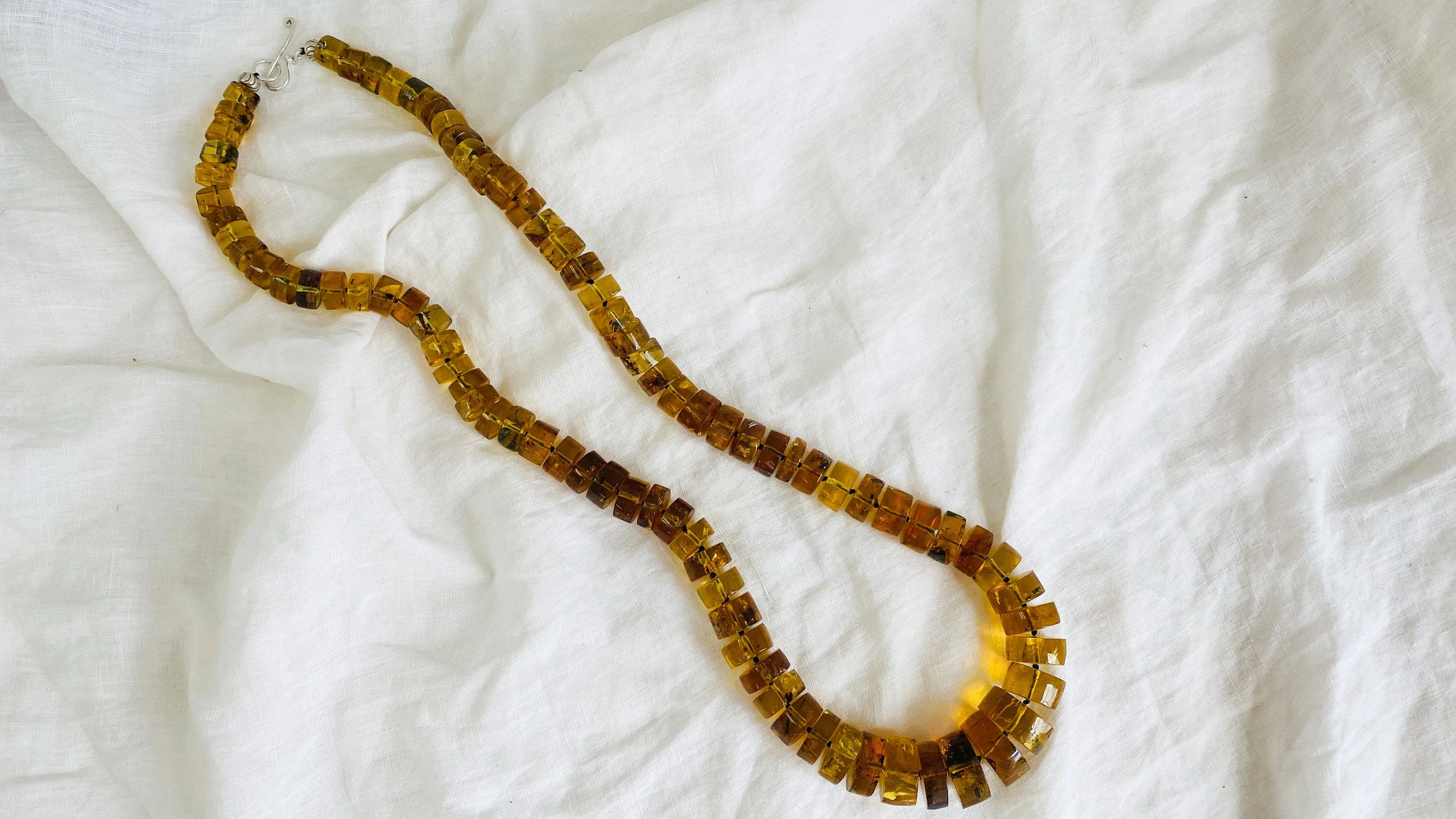Amber Heishi Beaded Necklace. Pucca. Mexican Amber