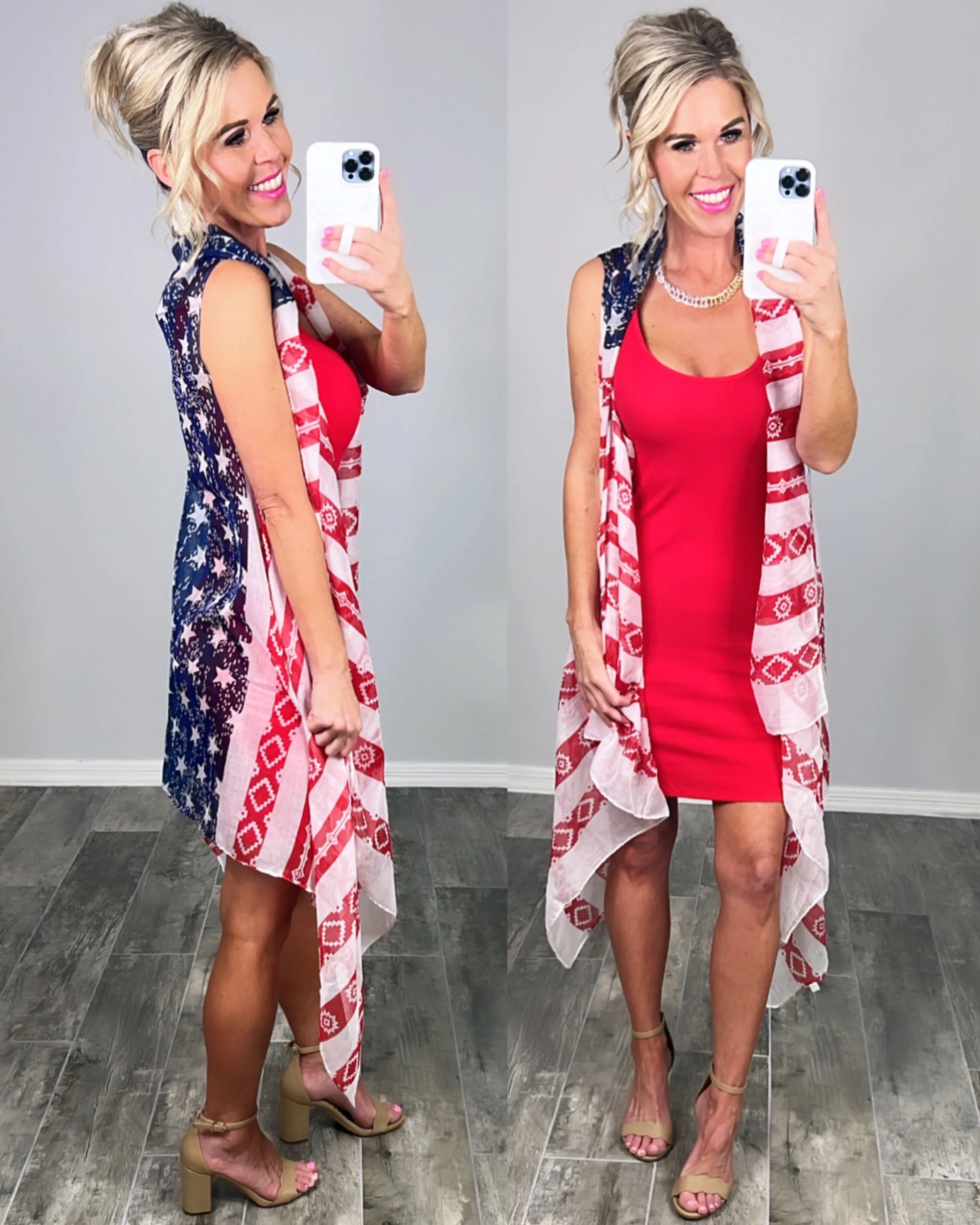 American Flag Aztec Kimono