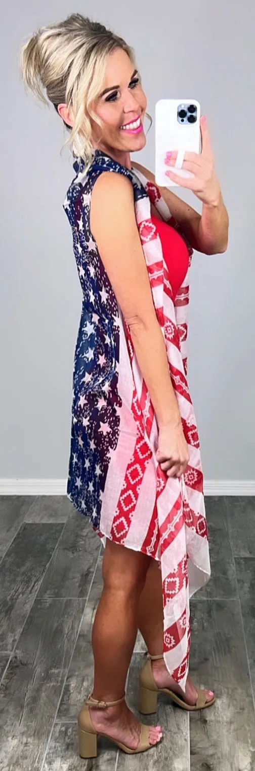 American Flag Aztec Kimono