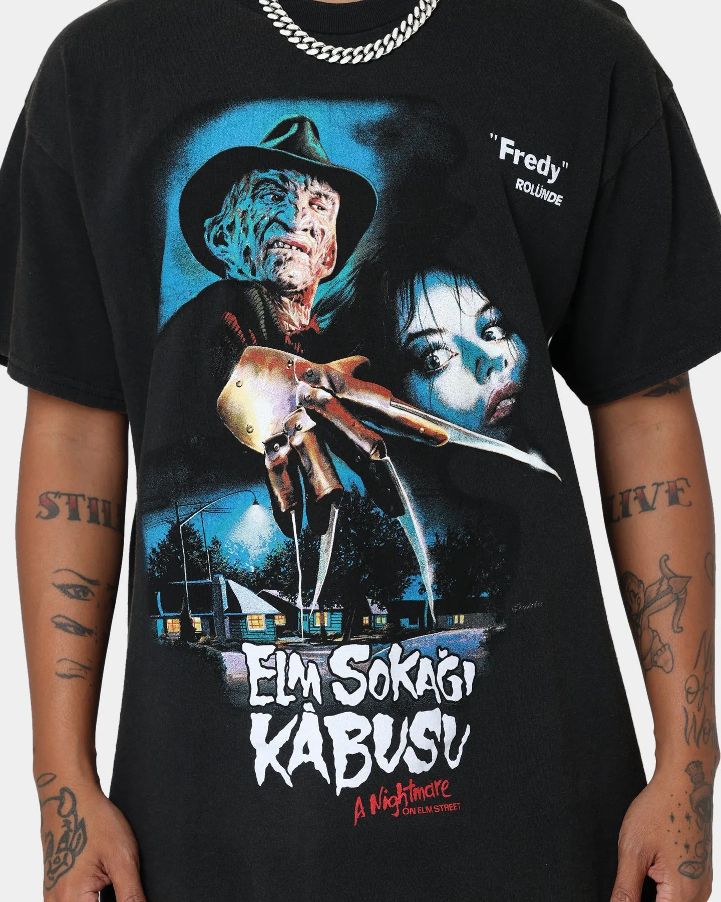 American Thrift X A Nightmare on Elm Street Nightmare Poster Vintage T-Shirt Vintage Black