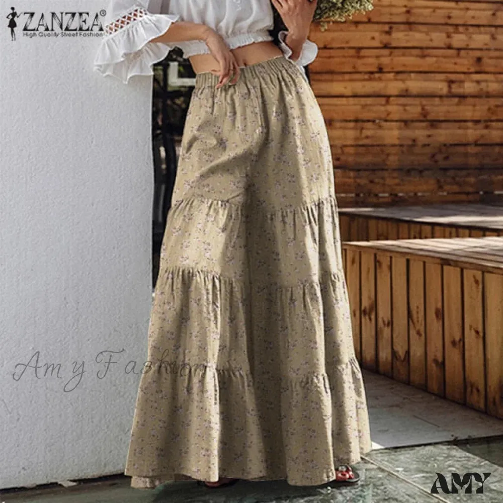 Amy Fashion - Casual Elastic Waist Long Solid Pants