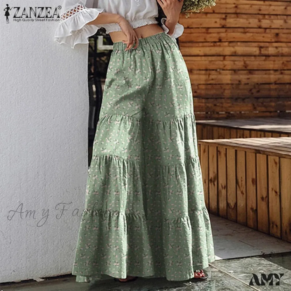 Amy Fashion - Casual Elastic Waist Long Solid Pants