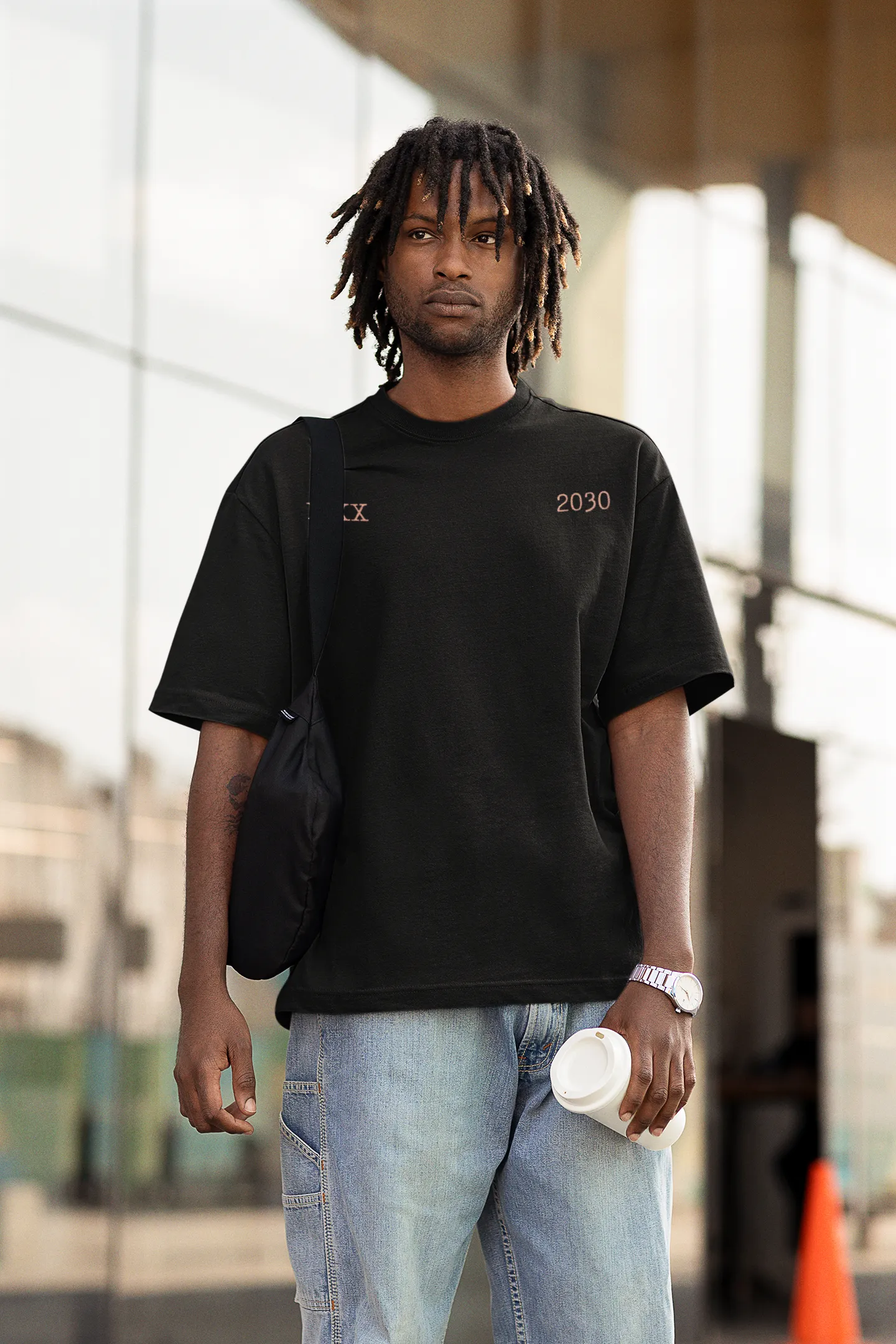 ANDREW MARTINI RIBS BLACK OVERSIZED T-SHIRT