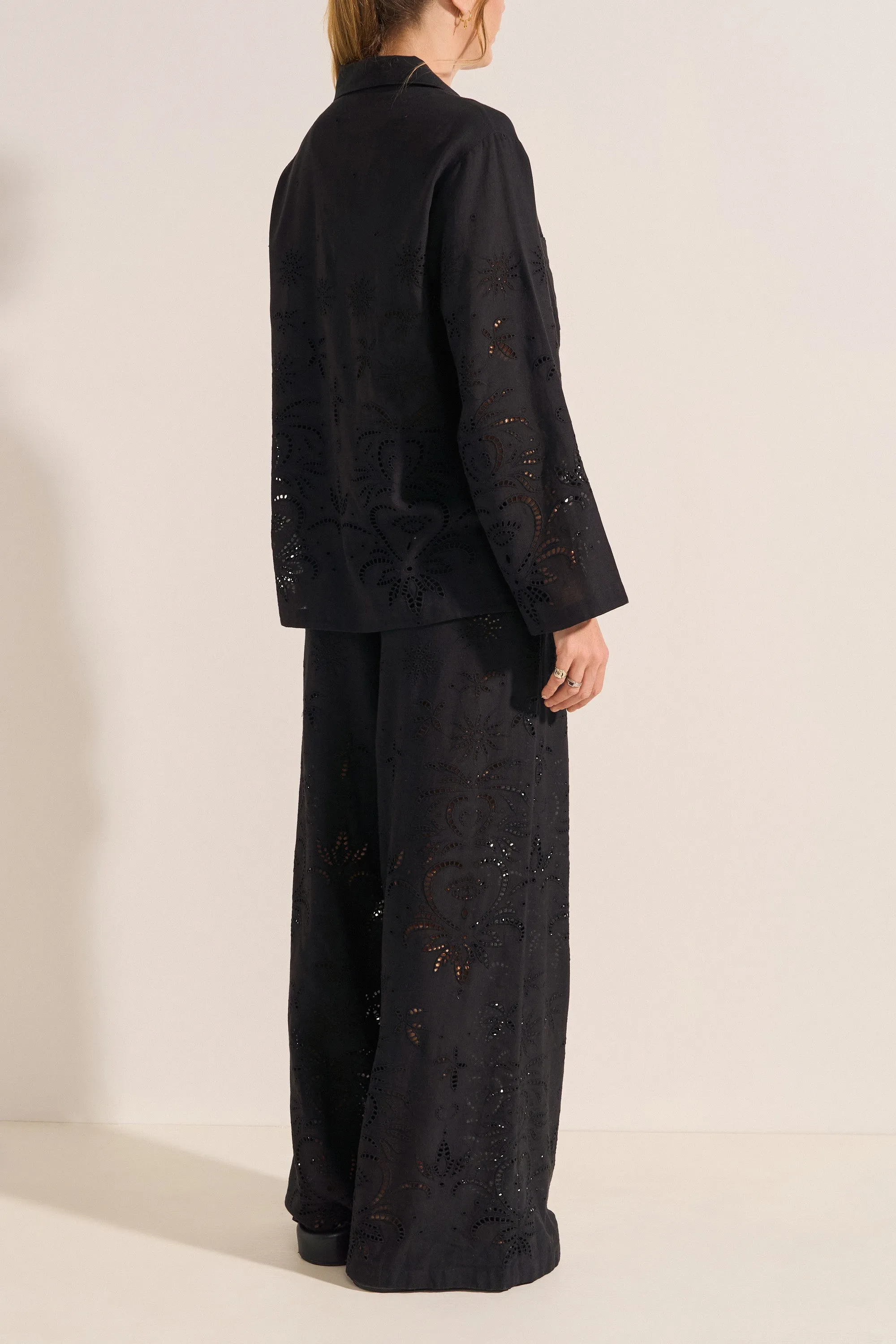 Bacchus Black Eyelet Linen Shirt