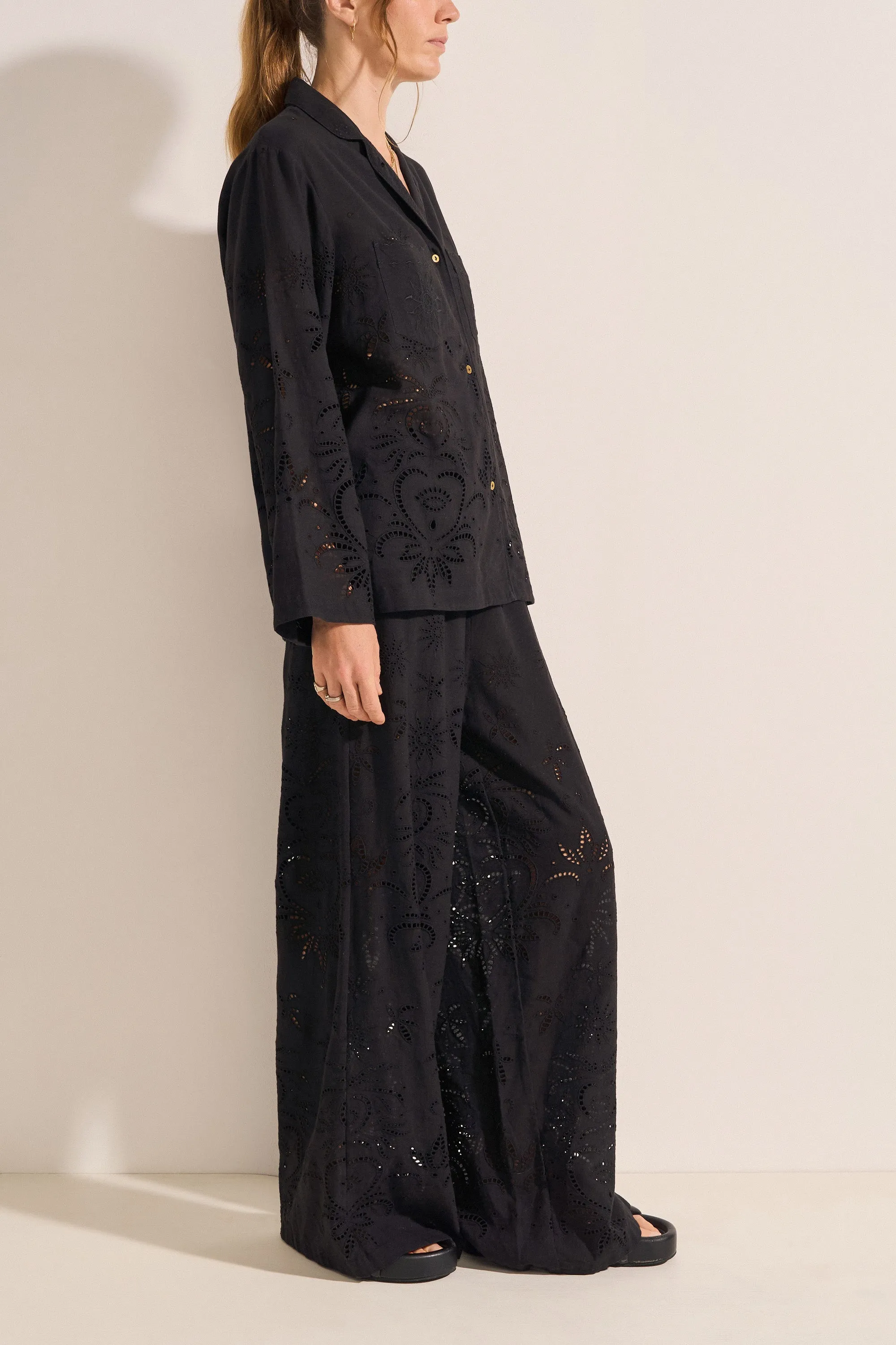 Bacchus Black Eyelet Linen Shirt