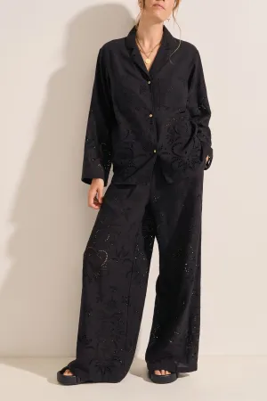 Bacchus Black Eyelet Linen Shirt