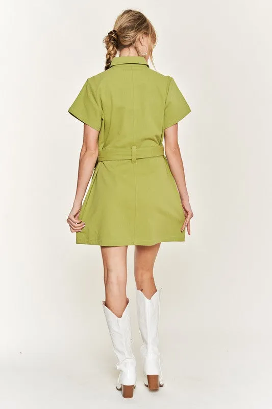 Bailey Belted cotton short dress