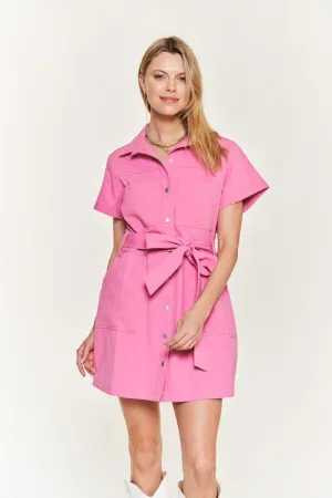 Bailey Belted cotton short dress