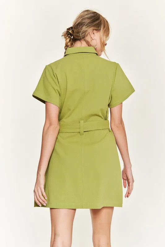 Bailey Belted cotton short dress