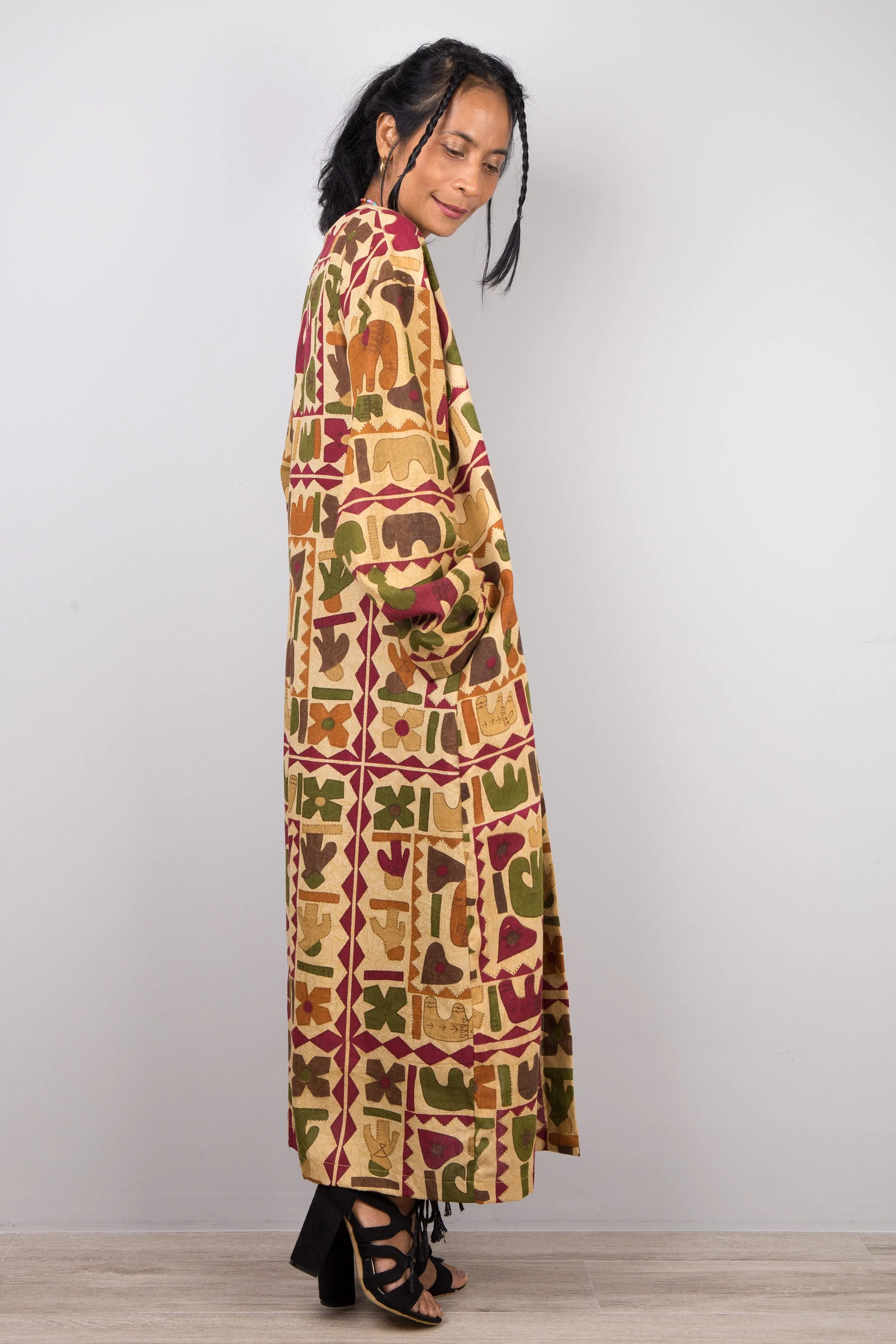 Boho Kimono Cardigan, Indian Cotton duster vest, Beach cover up