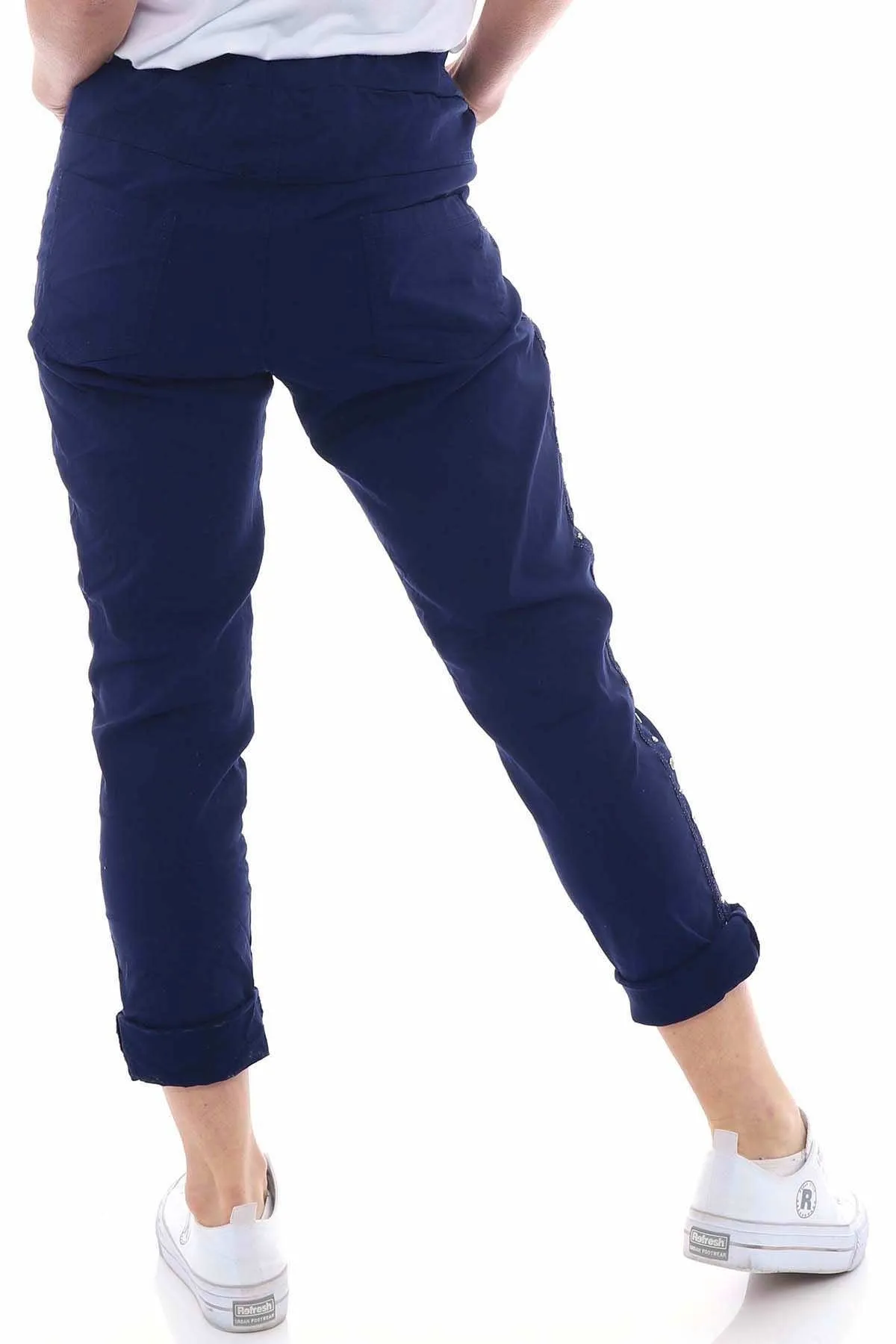 Brette Studded Trousers Navy
