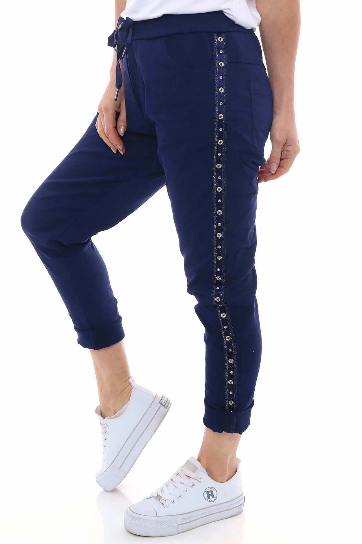 Brette Studded Trousers Navy