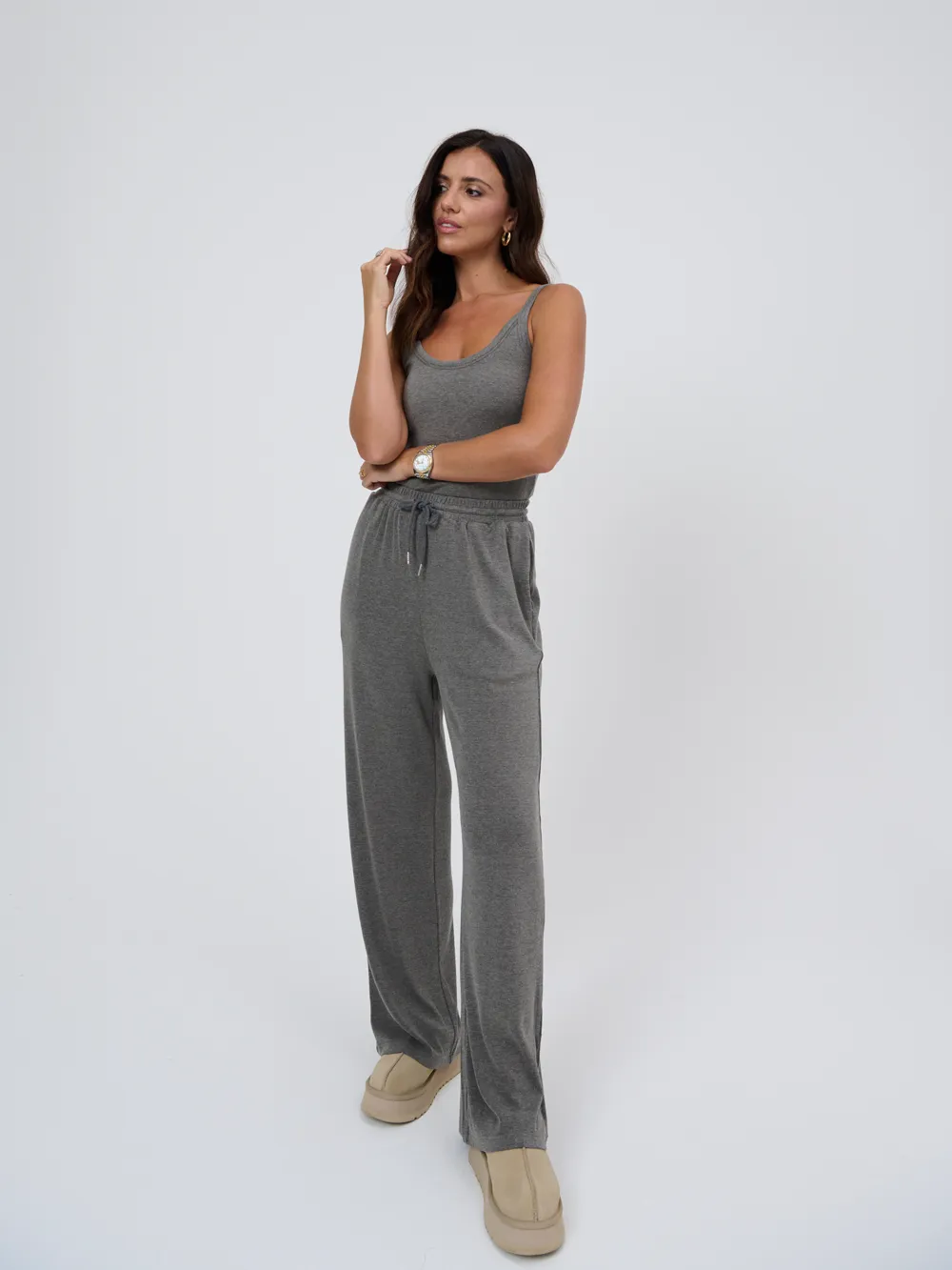 Capsule lounge wide leg joggers- Grey