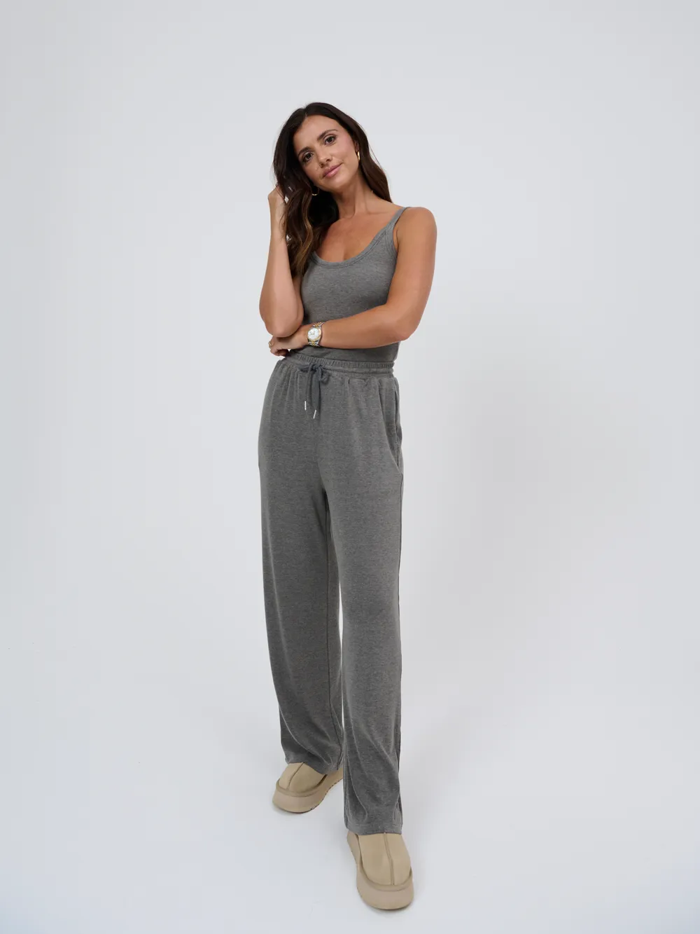 Capsule lounge wide leg joggers- Grey