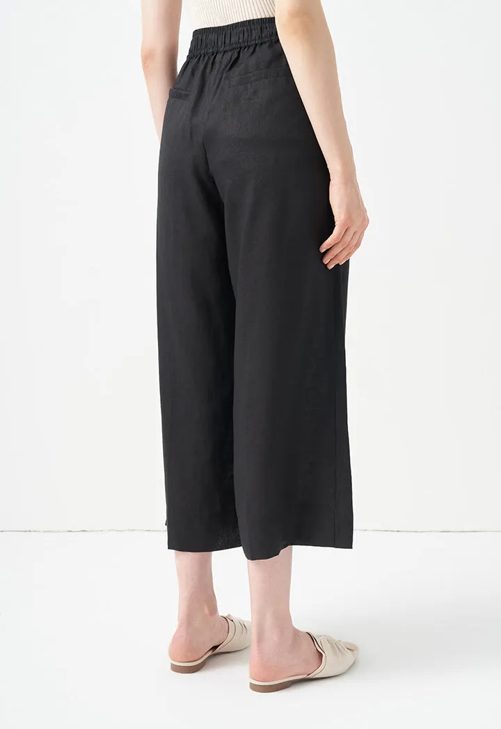 Choice Wide Leg Solid Trousers Black