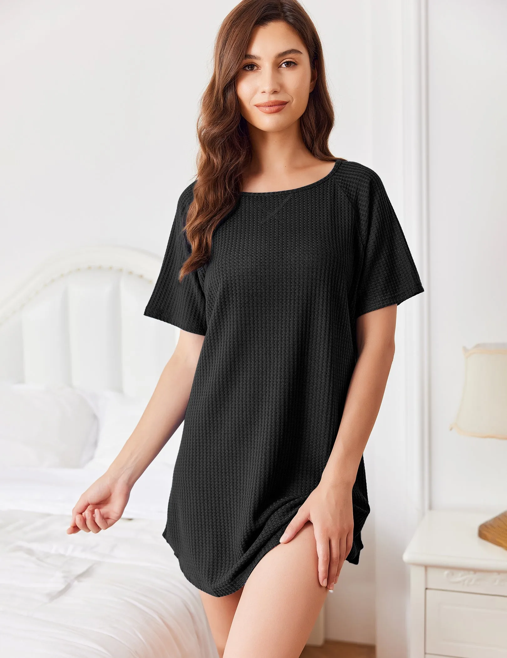 Cozy Waffle Knit Cover Ups Sleepshirts (US Only)