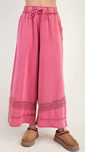 Crochet Leg Inset Mineral Wash Pants