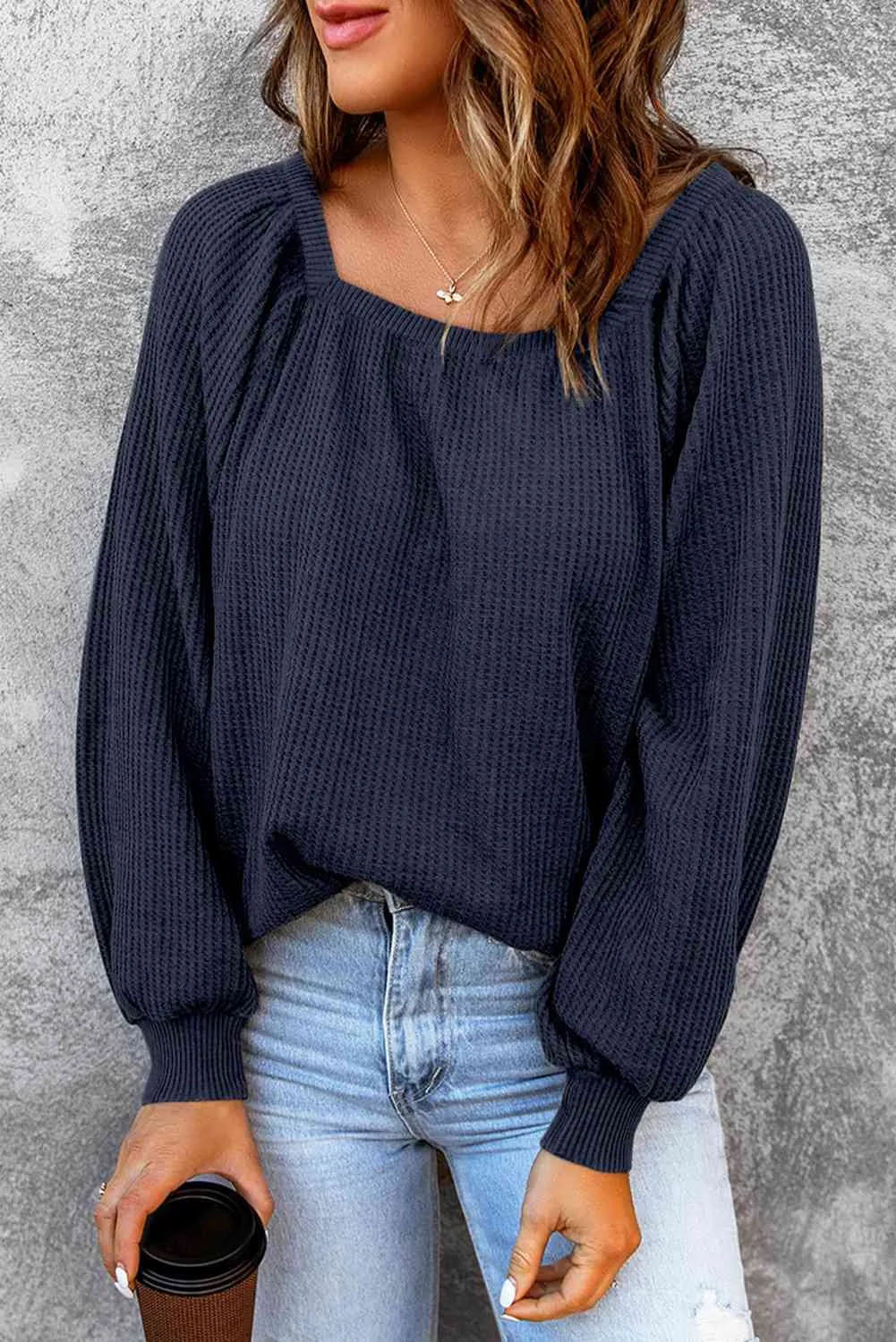 Don't Be Square Waffle-Knit Top
