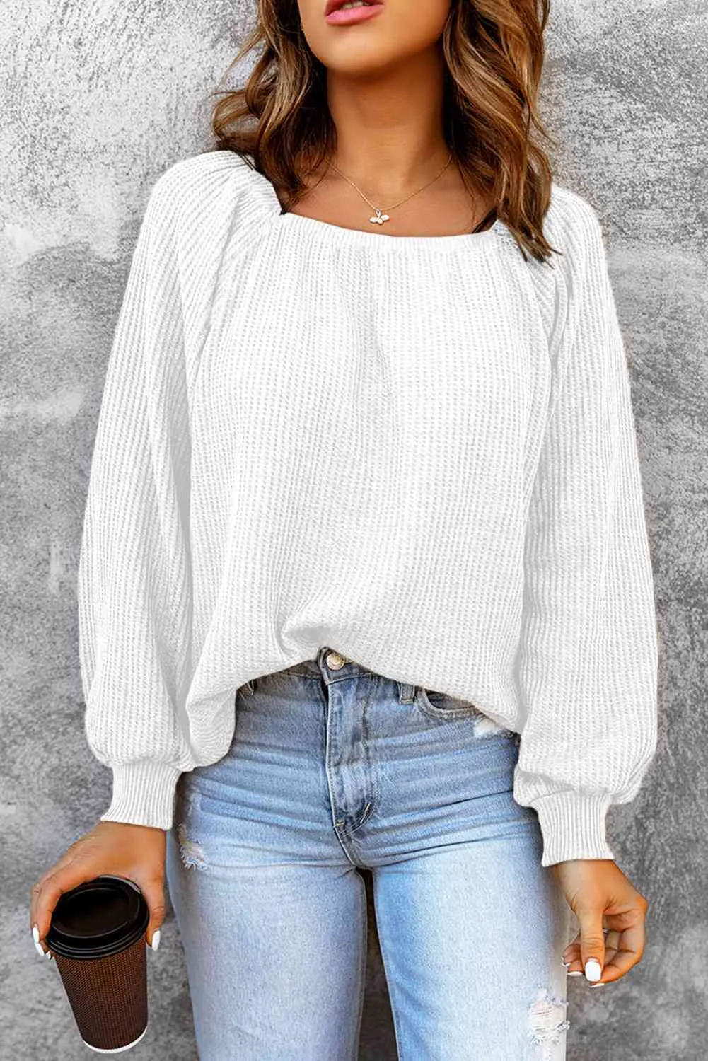 Don't Be Square Waffle-Knit Top