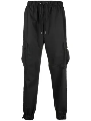 drawstring-waistband tapered cargo trousers
