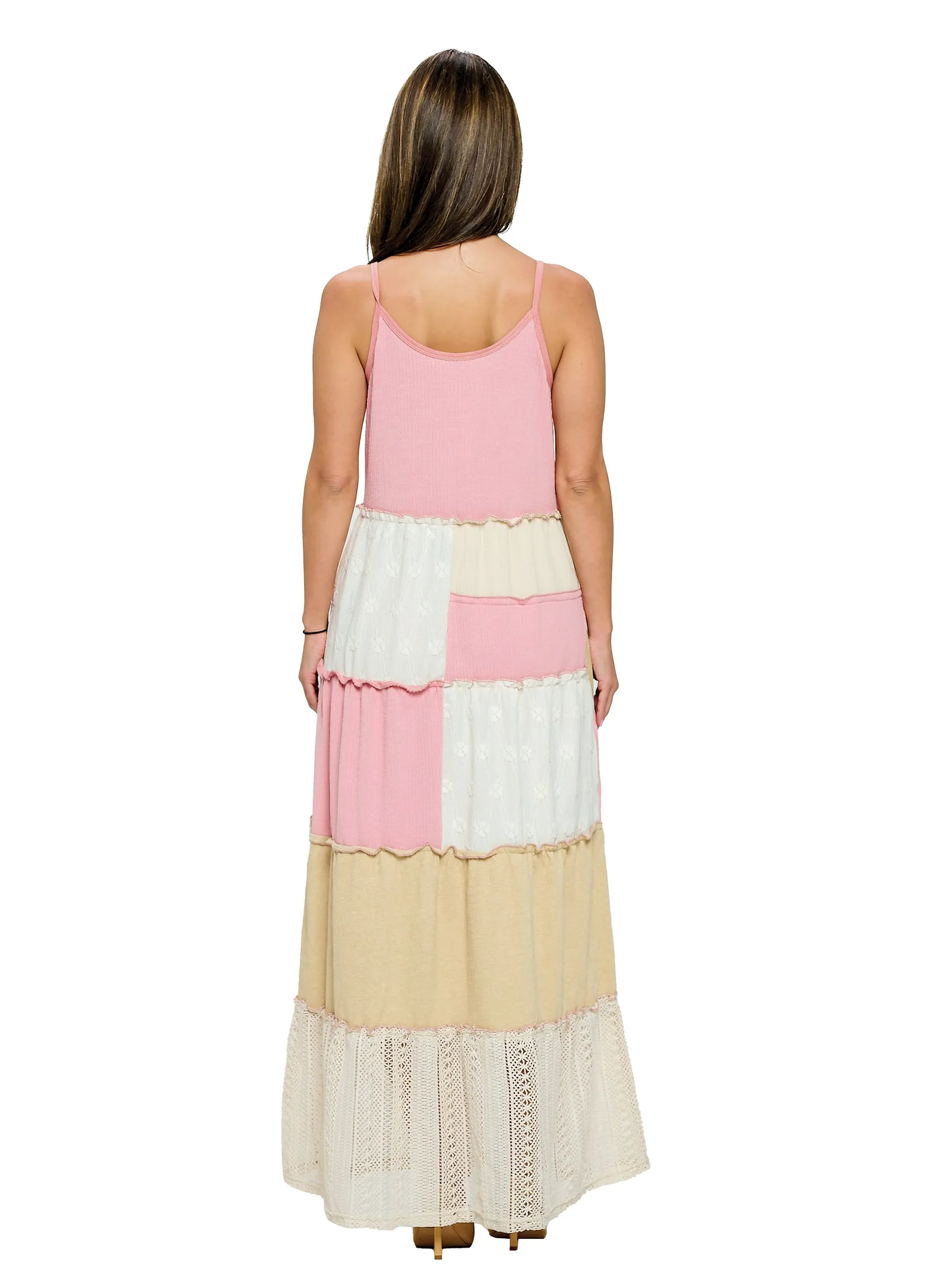 Dress Ruffled Patchwork  Maxi Dress