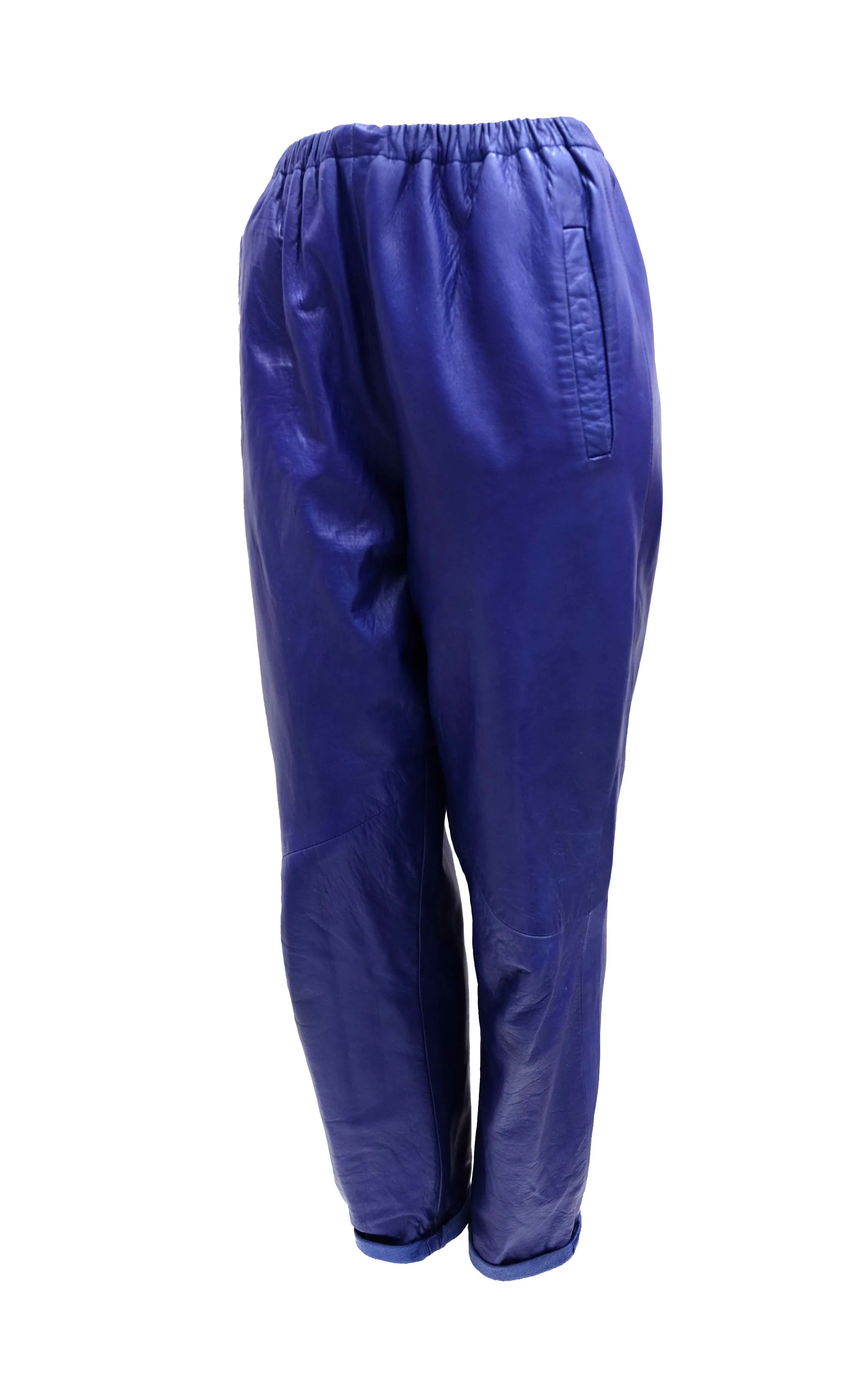 Erez Vintage Jogging Pants in Ultramarine Leather, M