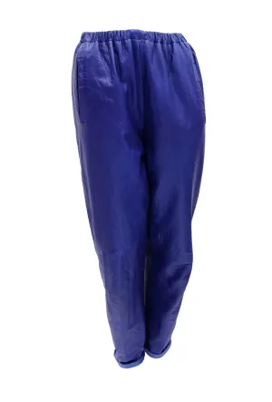 Erez Vintage Jogging Pants in Ultramarine Leather, M