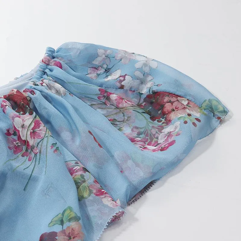 Floral Print Ruffled Collar Maxi Dress