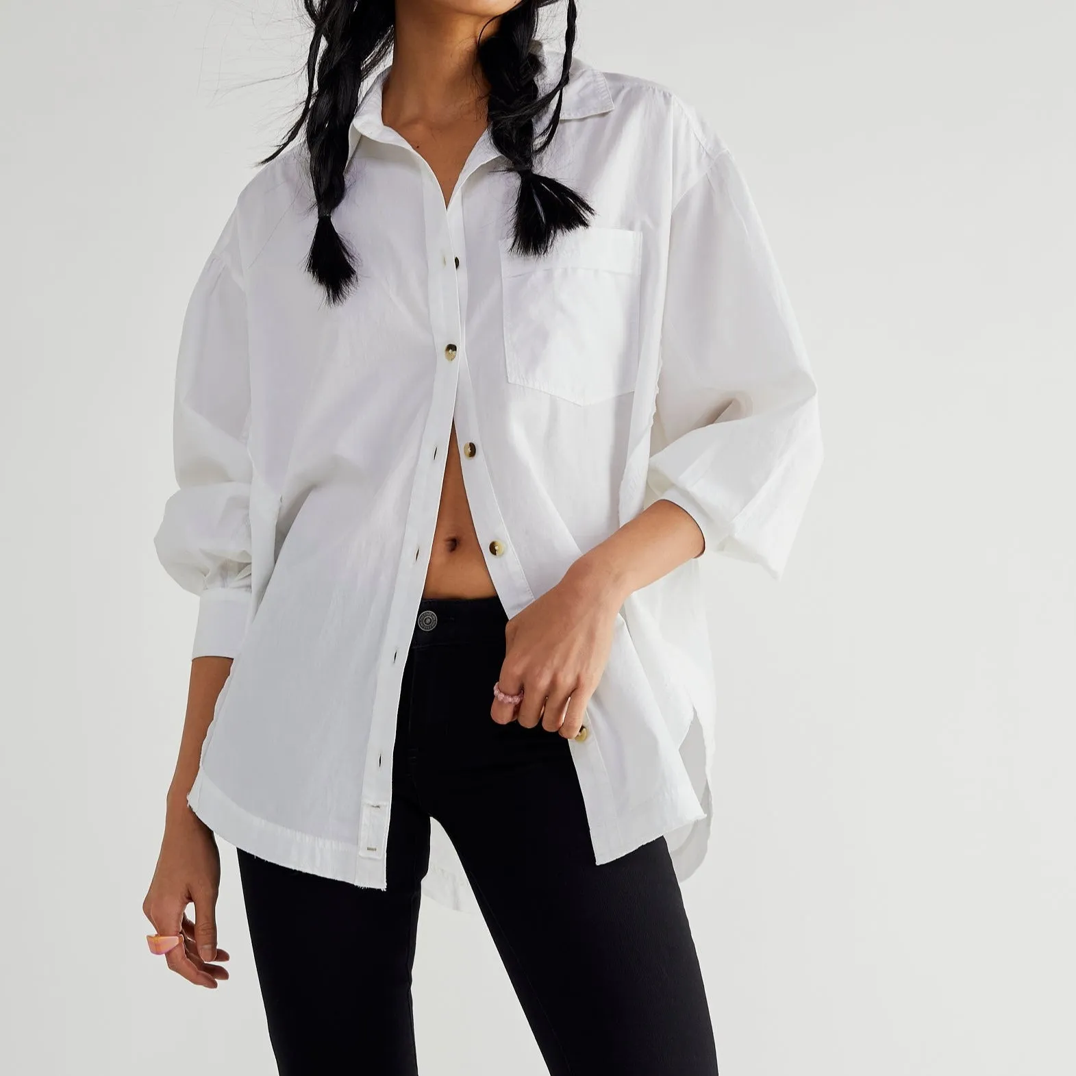 Free People Happy Hour Poplin Top