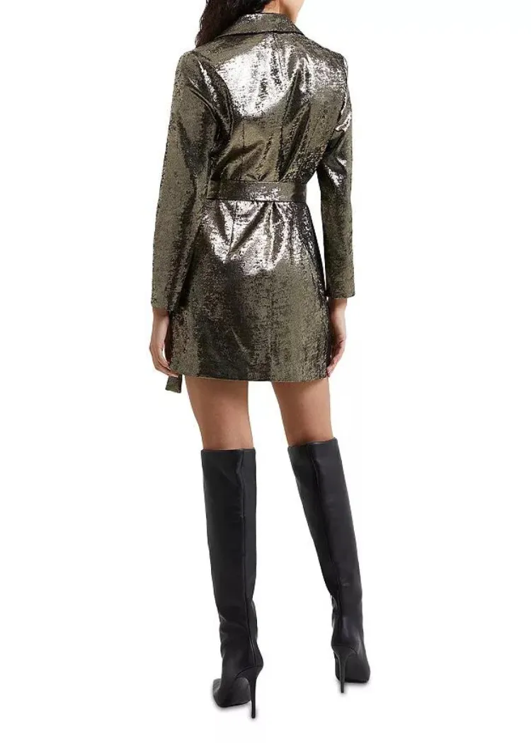 French Connection Alara Molten Metallic Dress