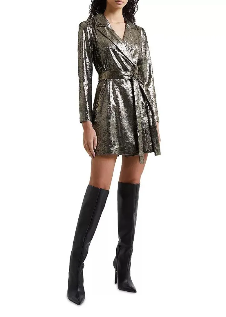 French Connection Alara Molten Metallic Dress