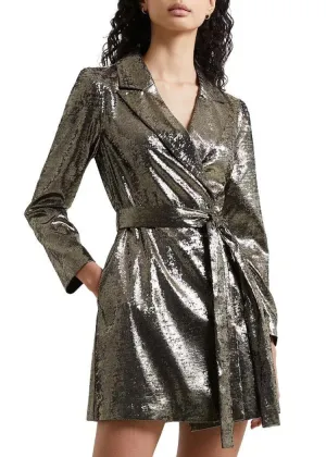 French Connection Alara Molten Metallic Dress