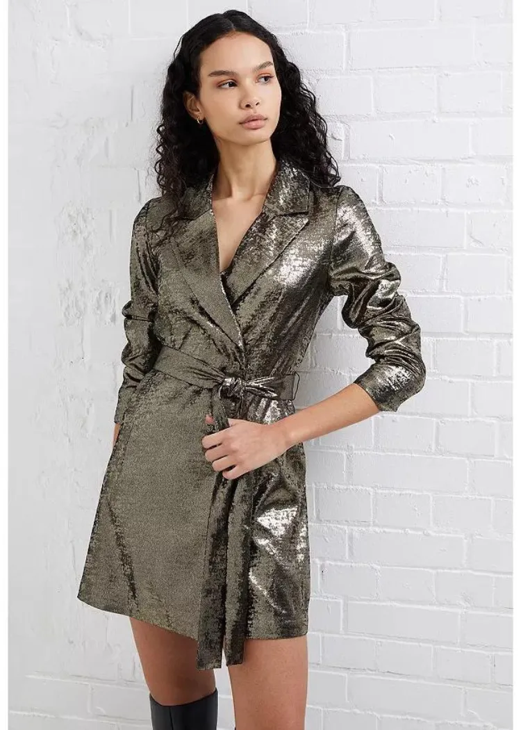 French Connection Alara Molten Metallic Dress