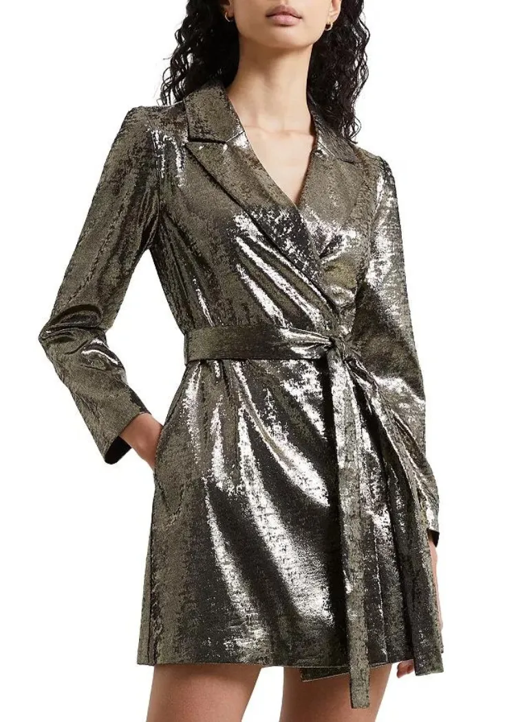 French Connection Alara Molten Metallic Dress