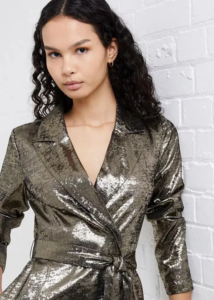 French Connection Alara Molten Metallic Dress