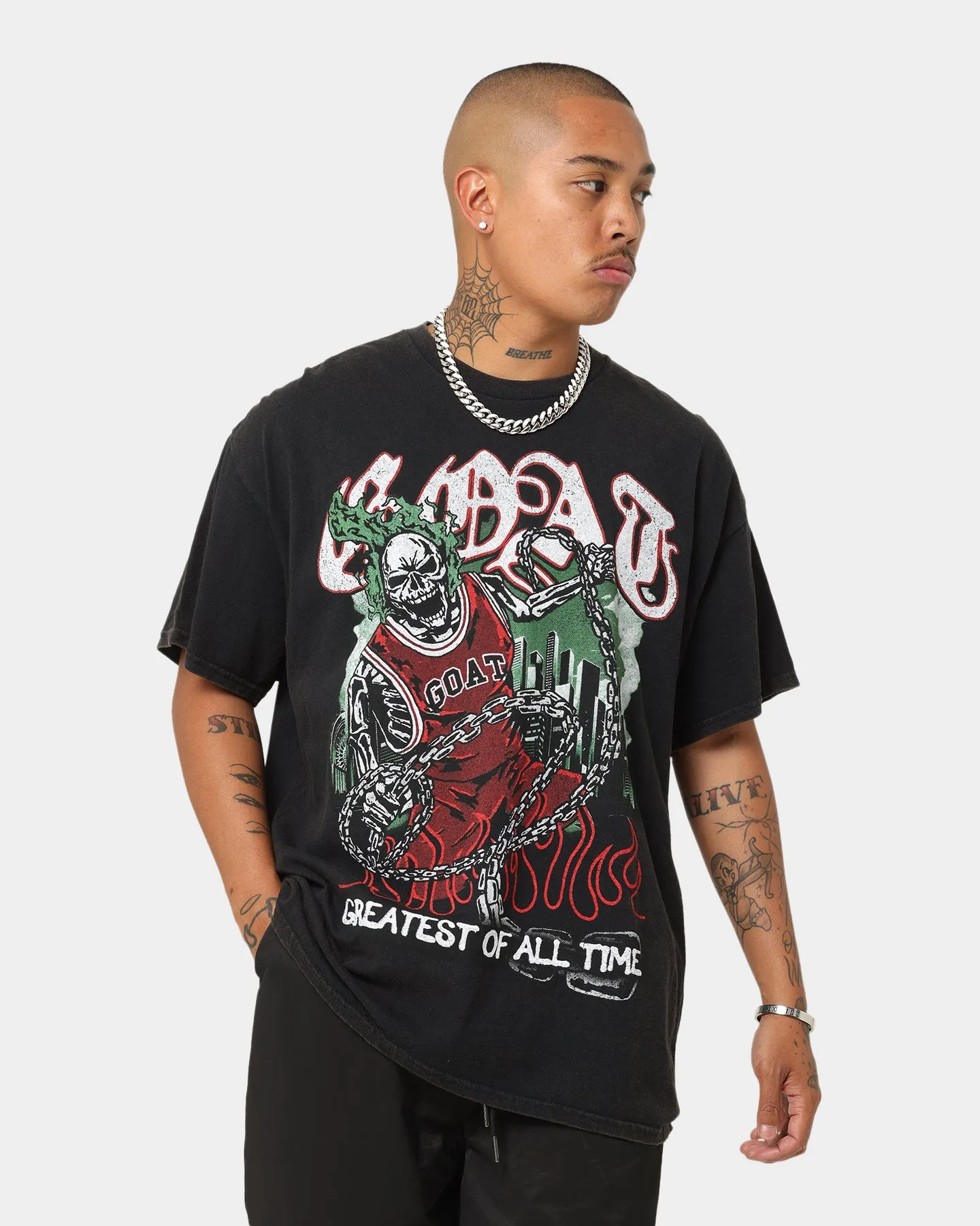 Goat Crew Goat Skull Vintage T-Shirt Black Wash