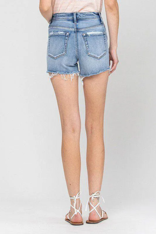 High Rise Distressed Denim Shorts Sweet Sea