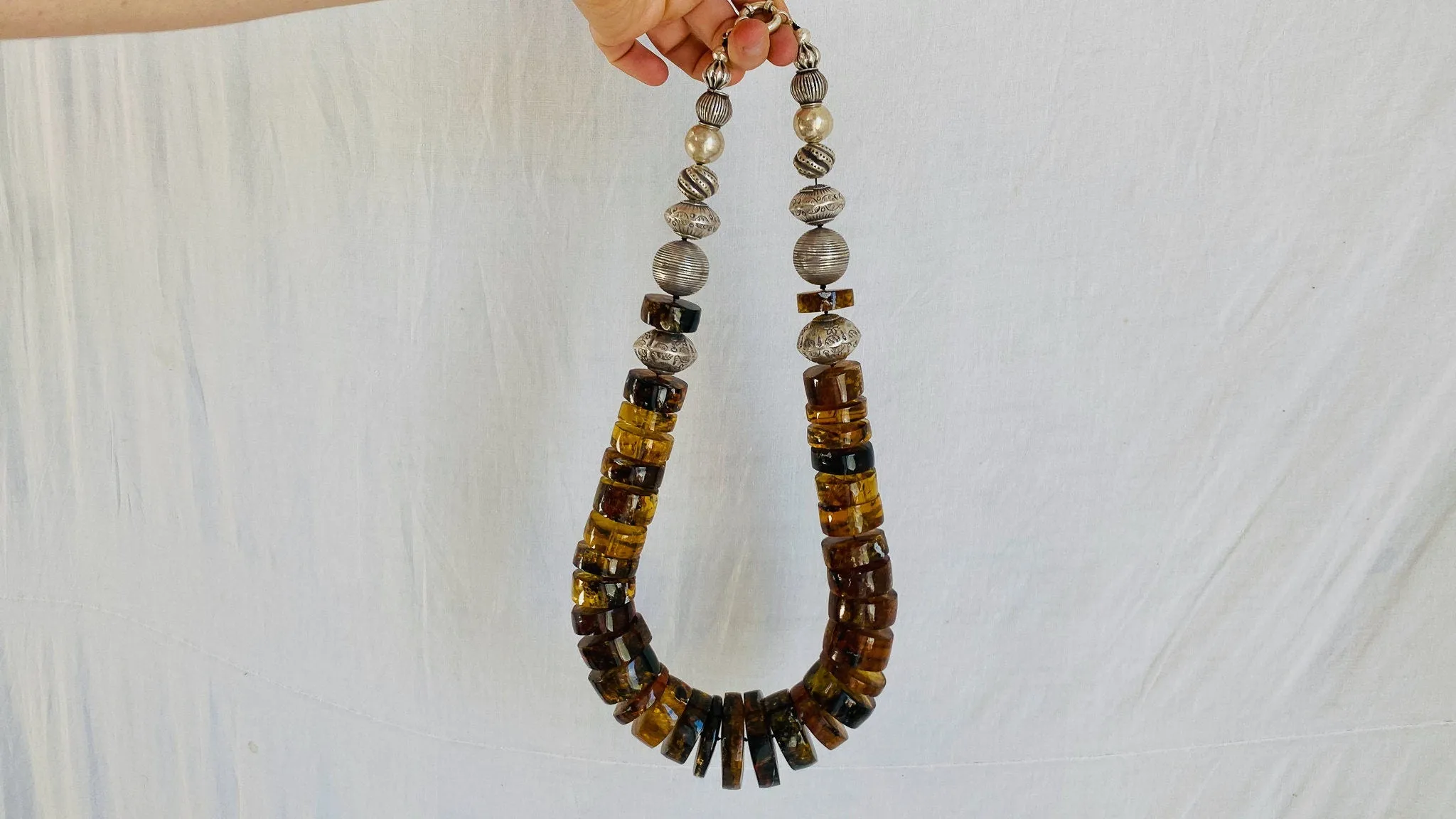 Huge Amber Heishi Beaded Necklace. Mexican Amber. ***IN COMPLIANCE with Etsy Regulations***