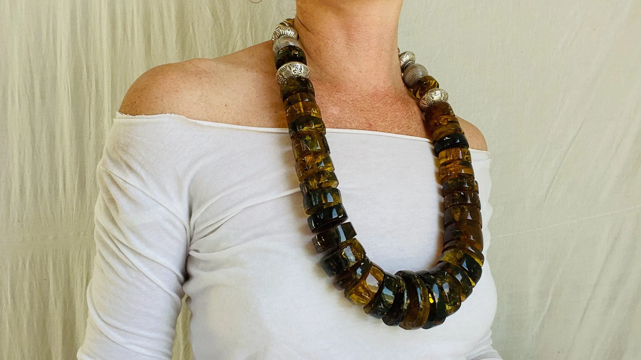 Huge Amber Heishi Beaded Necklace. Mexican Amber. ***IN COMPLIANCE with Etsy Regulations***