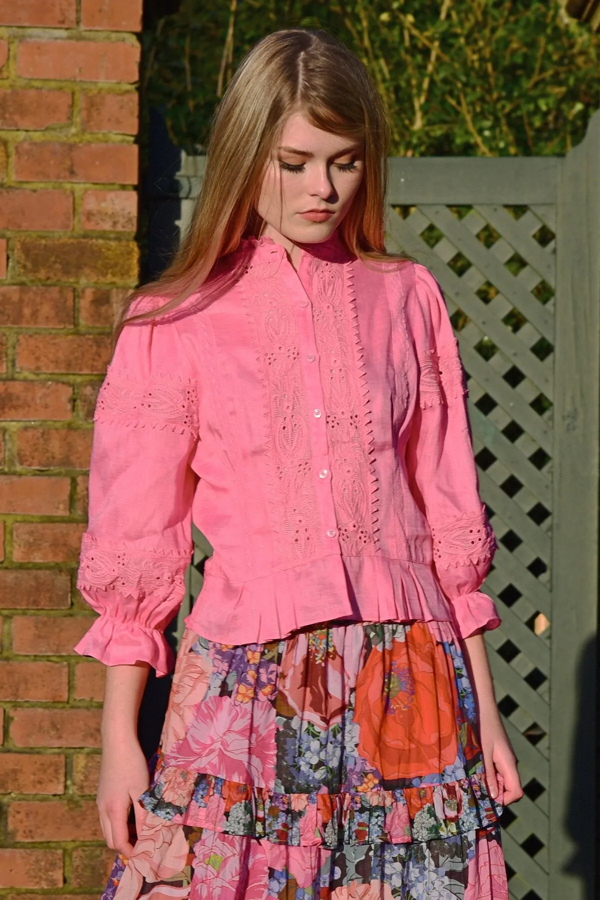 In Lace You Didnt Know Pink Cotton Poplin Shirt