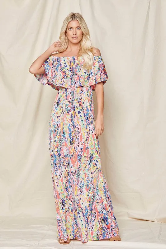 Jade Off-Shoulder Floral Maxi Dress