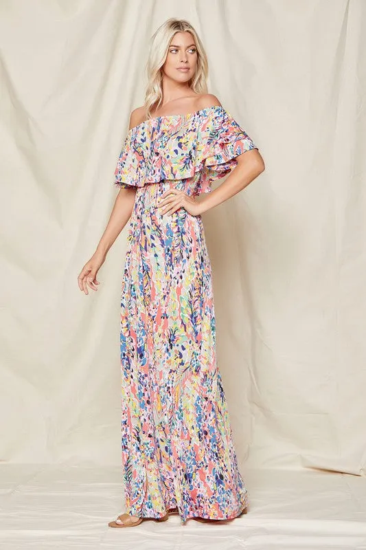 Jade Off-Shoulder Floral Maxi Dress