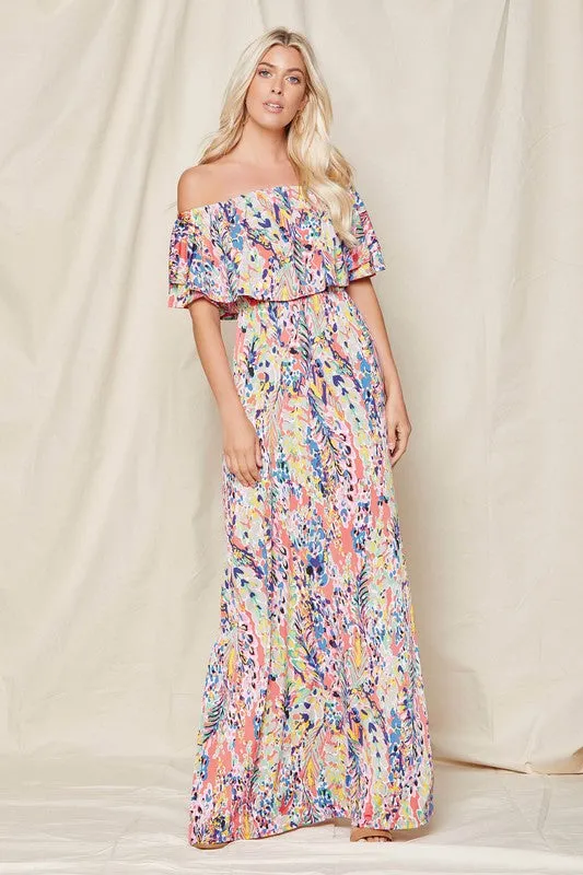 Jade Off-Shoulder Floral Maxi Dress