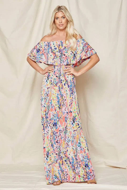 Jade Off-Shoulder Floral Maxi Dress