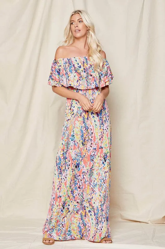 Jade Off-Shoulder Floral Maxi Dress