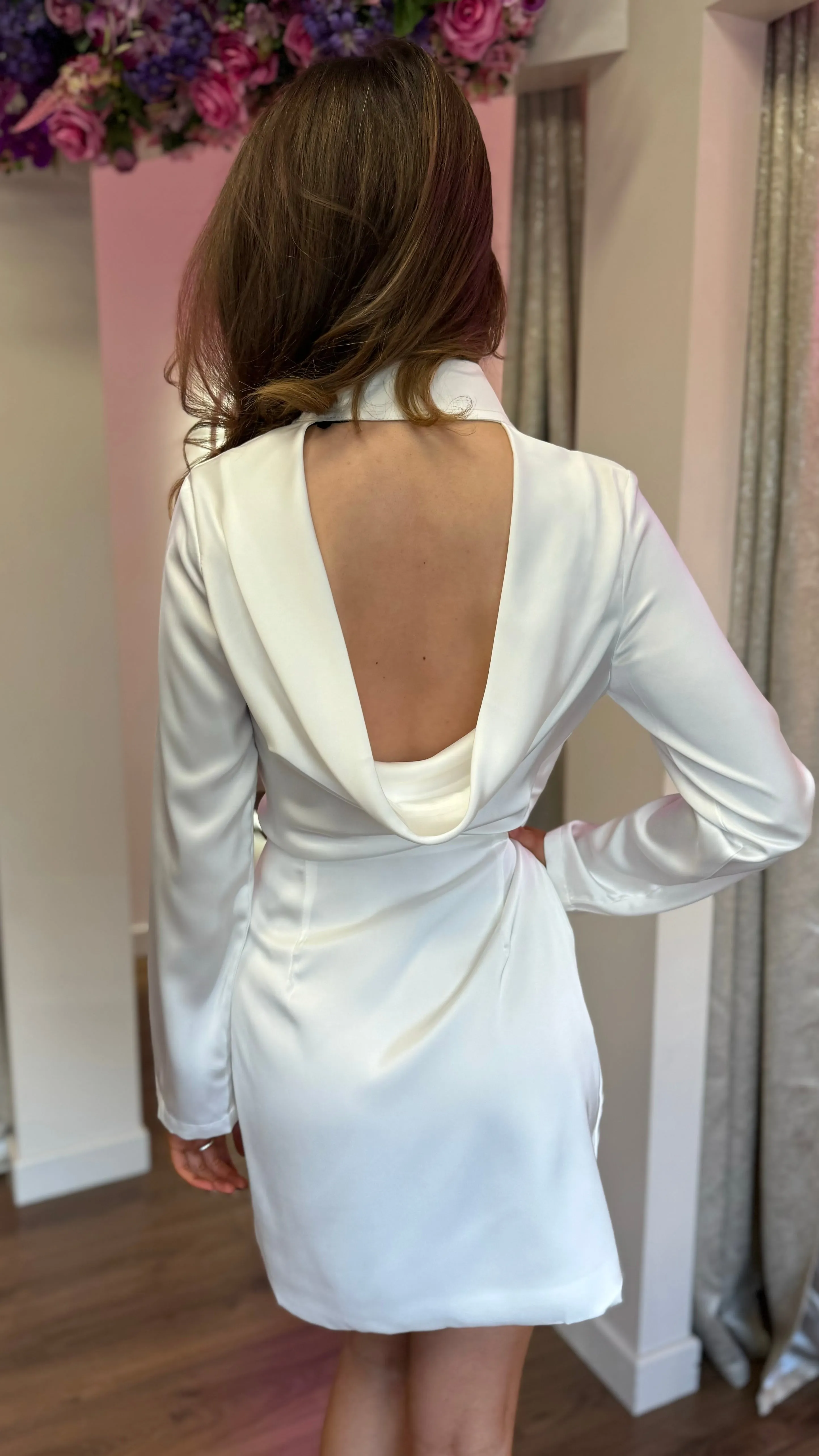 Lara White Wrap Detail Collared Mini Dress