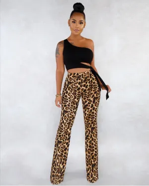 Leopard print Wide Leg Pants