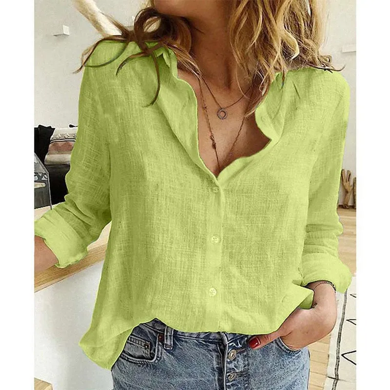 Long Sleeve Women's Oversize Linen Shirt - Lightweight and Loose Fitting - with Buttons - Lots of Choices